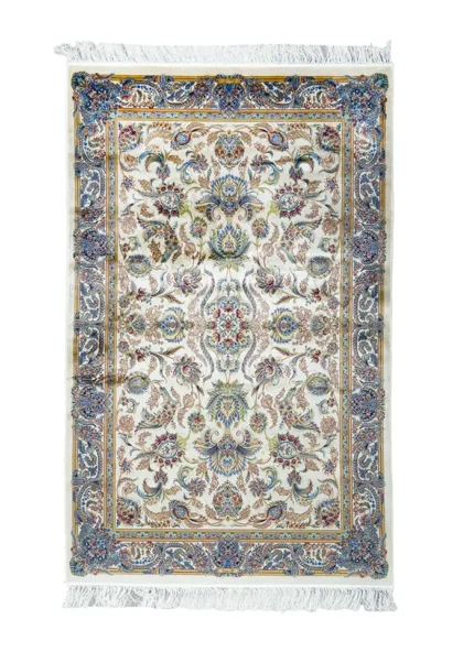 Beige and Green Silk Persian Rug Afshan Pattern 3 x 5