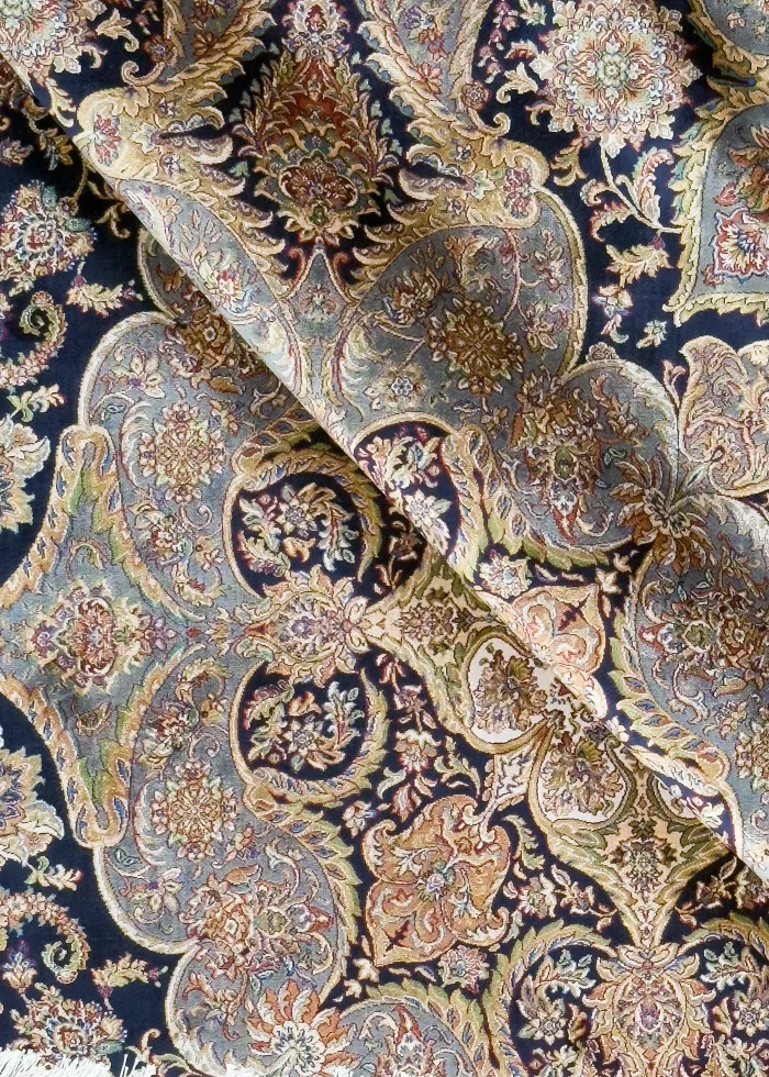 Beige and Black Silk Persian Rug Mahoor 8 x 10 - Image 8
