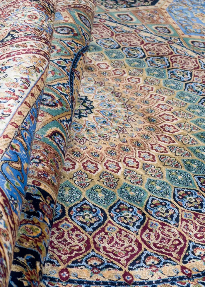 Black and Blue Silk Persian Rug Elham Pattern 4 x 6