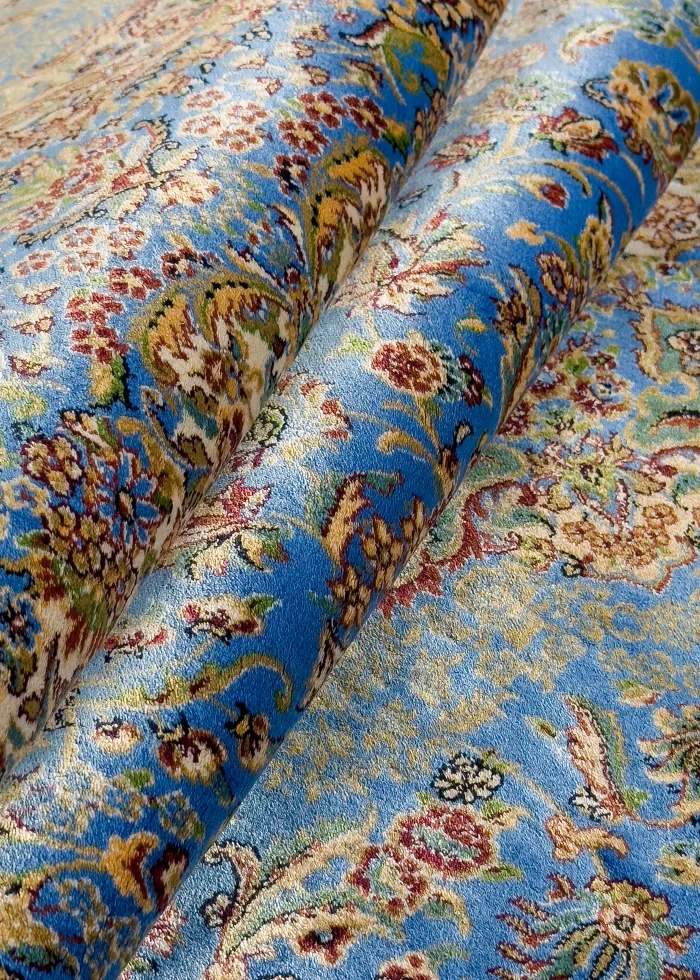 Blue Silk Persian Rug Heaven Pattern 4 x 6