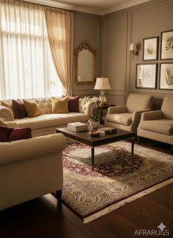 Red Silk Persian Rug Shah Abbasi Pattern 8 x 10