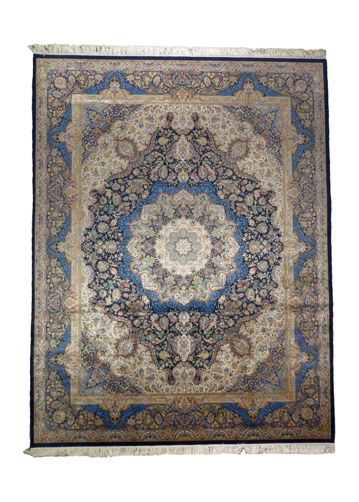 Blue Silk Persian Rug Tornaj 8 x 10