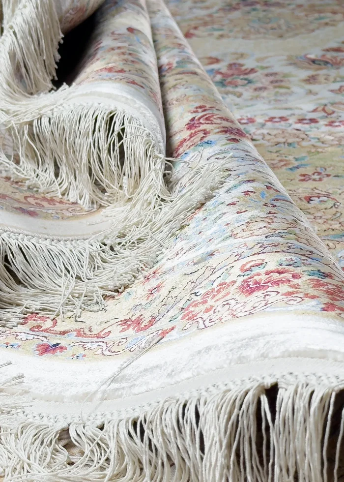 Beige Silk Persian Rug Toranj 8 x 10