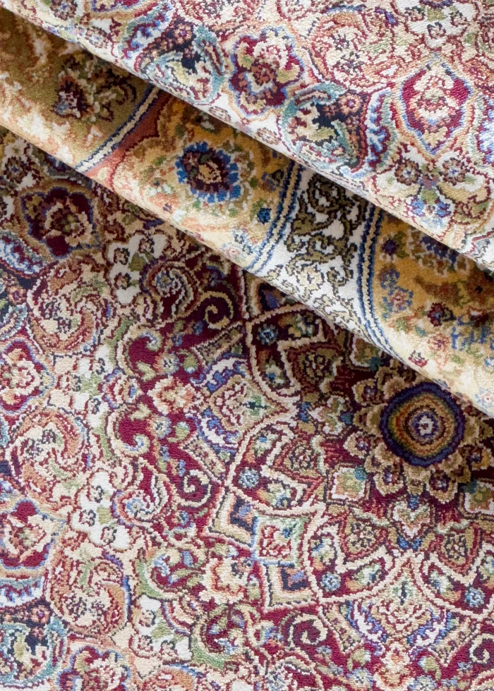 Brown and Blue Silk Persian Rug Elham Pattern 5 x 8