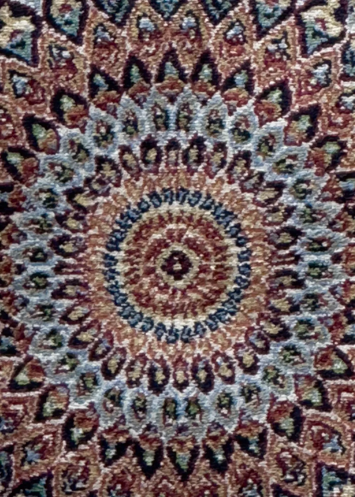Beige and Blue Silk Persian Rug Golestan Pattern 4 x 6