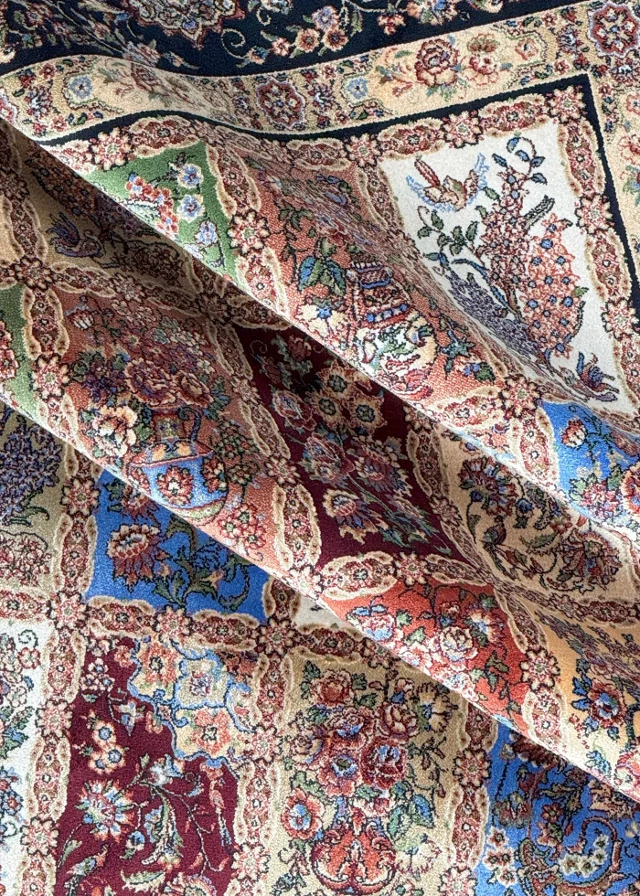 Black Silk Persian Rug Tile Pattern 4 x 6