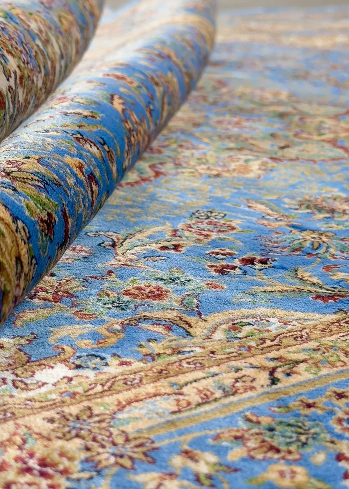 Blue Silk Persian Rug Heaven Pattern 4 x 6