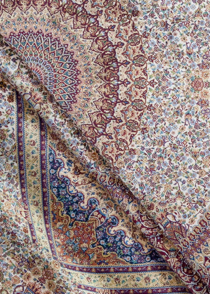 Red and Beige Silk Persian Rug Golestan Pattern 5 x 8