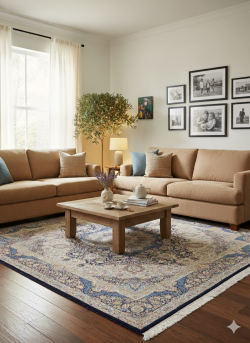 Blue Silk Persian Rug Tornaj 8 x 10