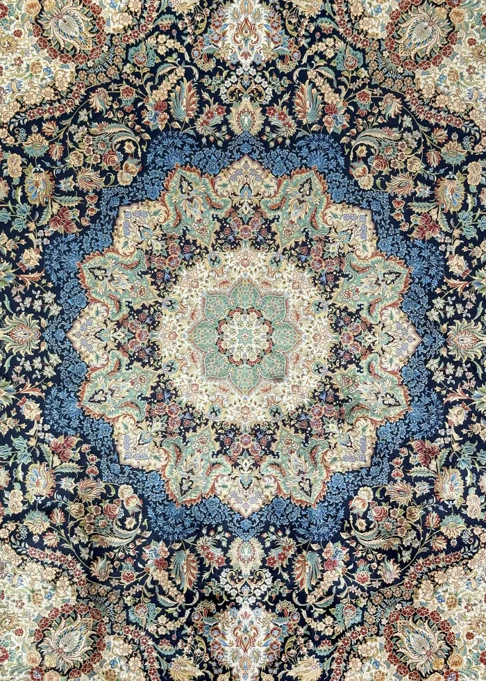 Blue Silk Persian Rug Tornaj 8 x 10
