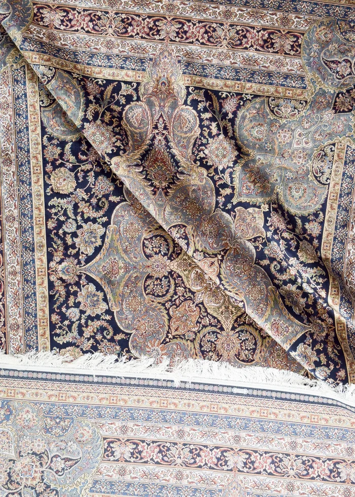 Beige and Black Silk Persian Rug Mahoor 8 x 10 - Image 6