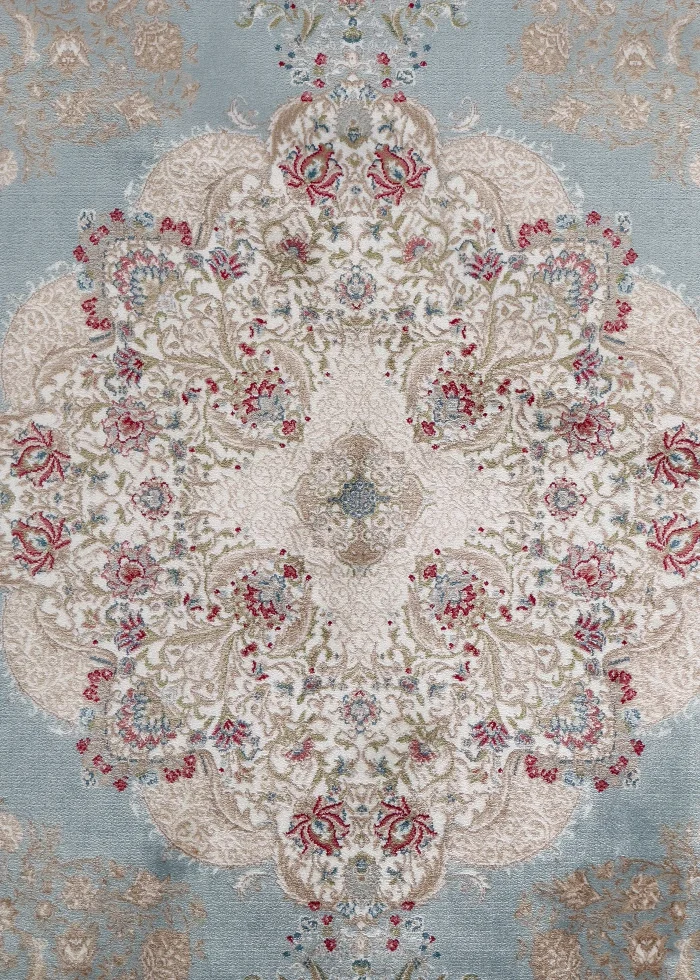 Blue and Pink Silk Persian Rug Heaven Pattern 5 x 8
