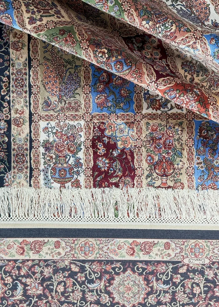 Black Silk Persian Rug Tile Pattern 4 x 6