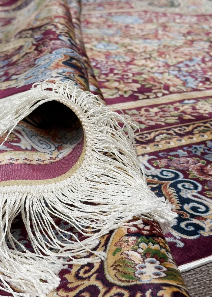 Red Silk Persian Rug Mehrab Pattern 4 x 6