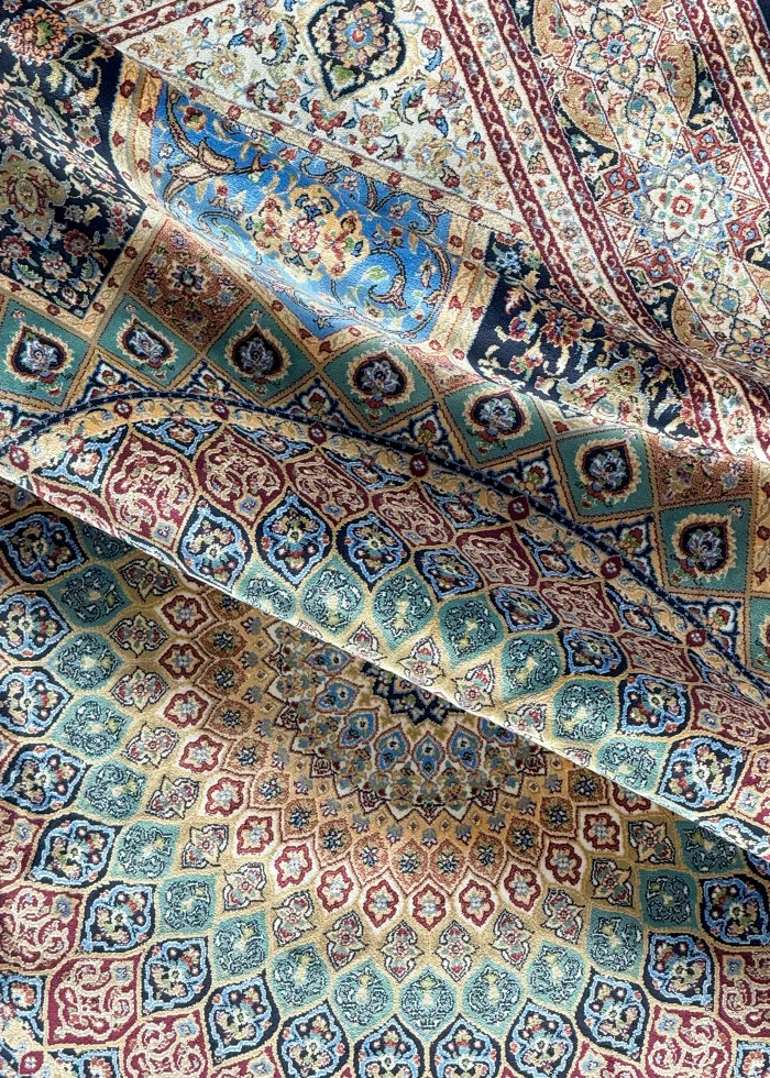 Black and Blue Silk Persian Rug Elham Pattern 4 x 6