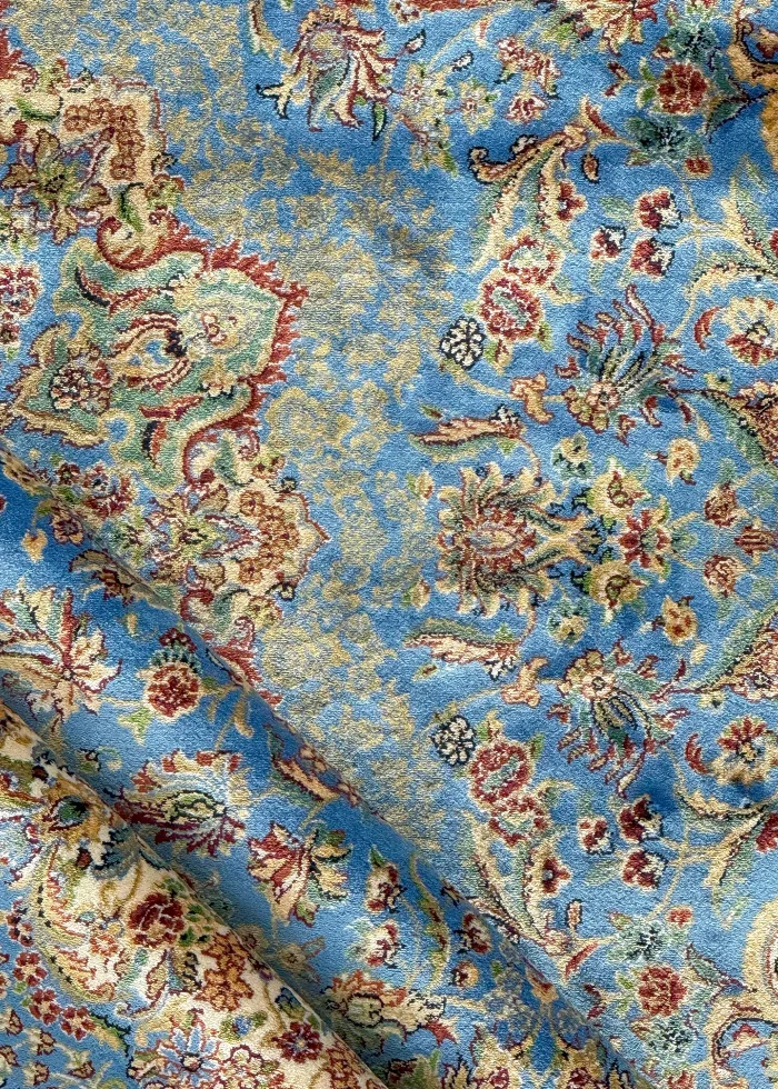 Blue Silk Persian Rug Heaven Pattern 4 x 6