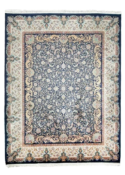 Blue and Beige Silk Persian Rug Ekbatan 8 x 10