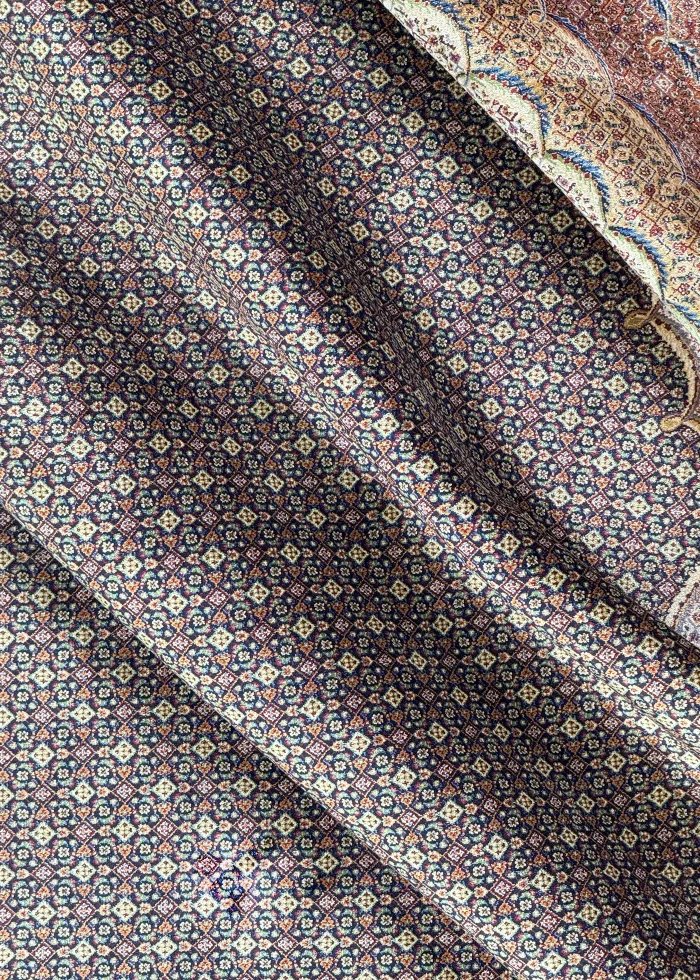 Brown Silk Persian Rug Fish Pattern 8 x 10