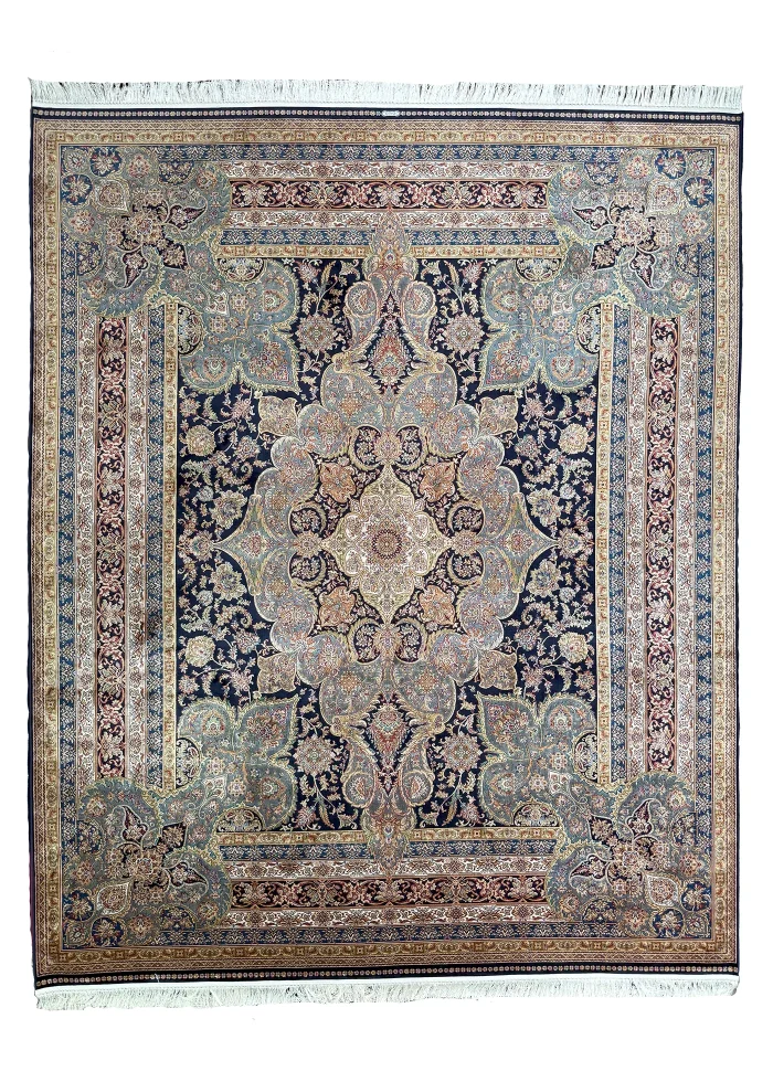 Beige and Black Silk Persian Rug Mahoor 8 x 10 - Image 1