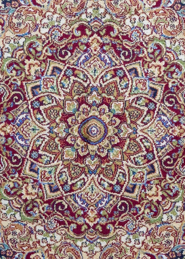 Brown and Blue Silk Persian Rug Elham Pattern 5 x 8