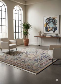 Beige and Black Silk Persian Rug Mahoor 8 x 10