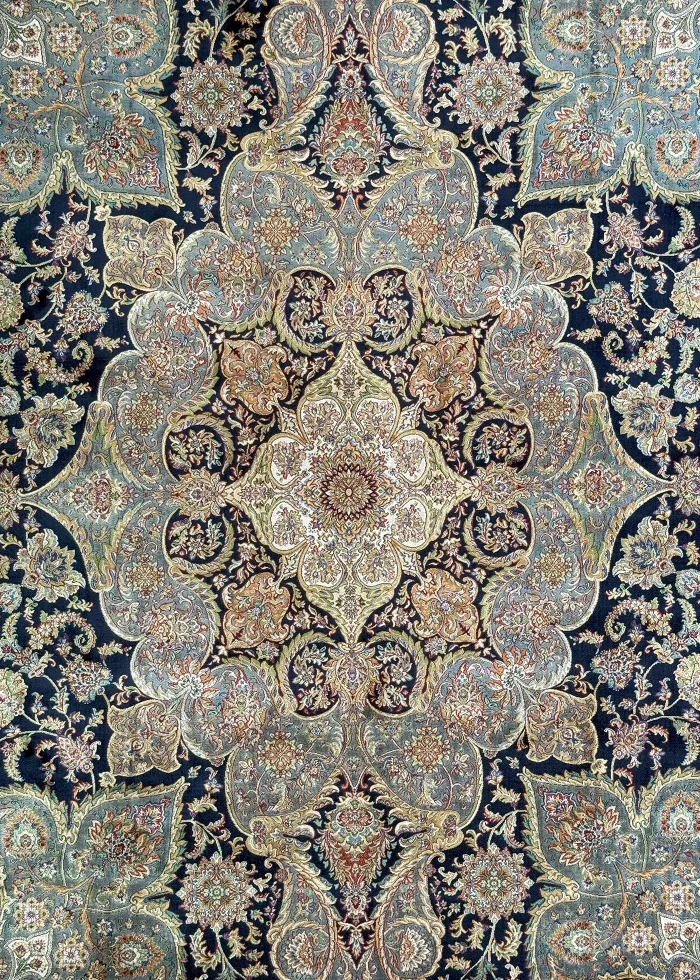 Beige and Black Silk Persian Rug Mahoor 8 x 10 - Image 2