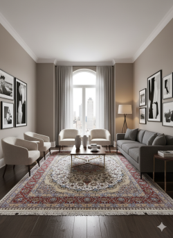 Beige and Red Silk Persian Rug Shah Abbasi 8 x 10