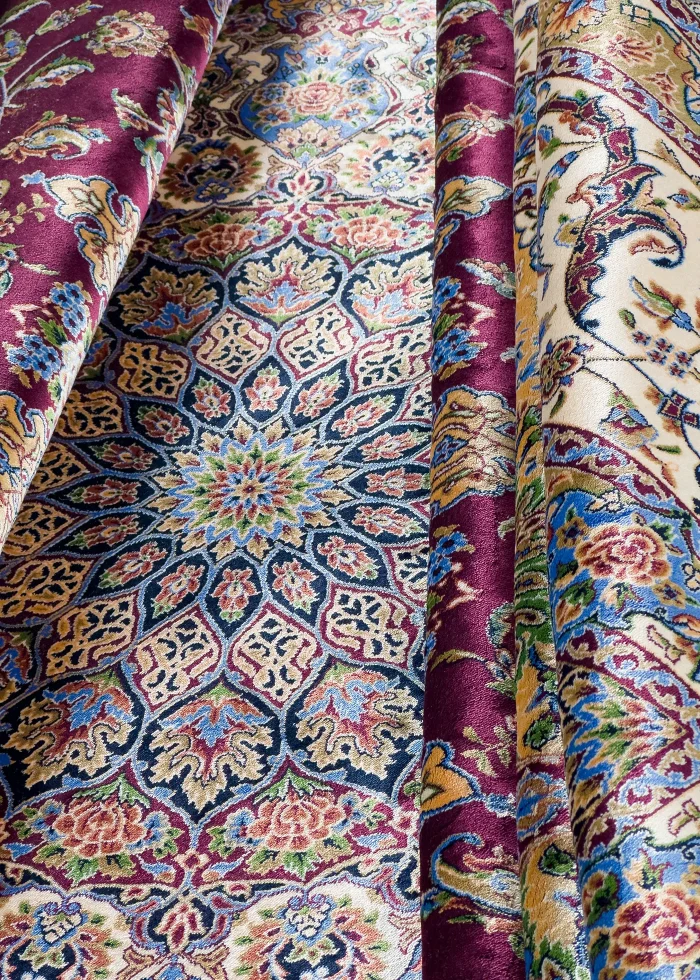 Red Silk Persian Rug Shah Abbasi Pattern 8 x 10