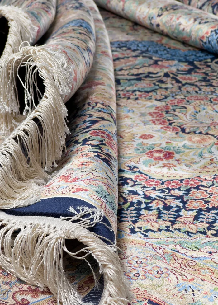 Blue Silk Persian Rug Tornaj 8 x 10