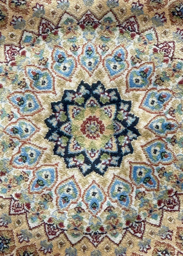 Black and Blue Silk Persian Rug Elham Pattern 4 x 6