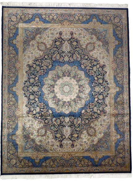 Blue Silk Persian Rug Tornaj 8 x 10
