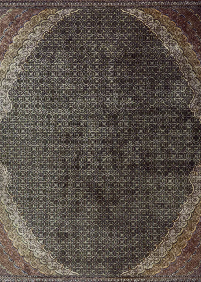 Brown Silk Persian Rug Fish Pattern 8 x 10
