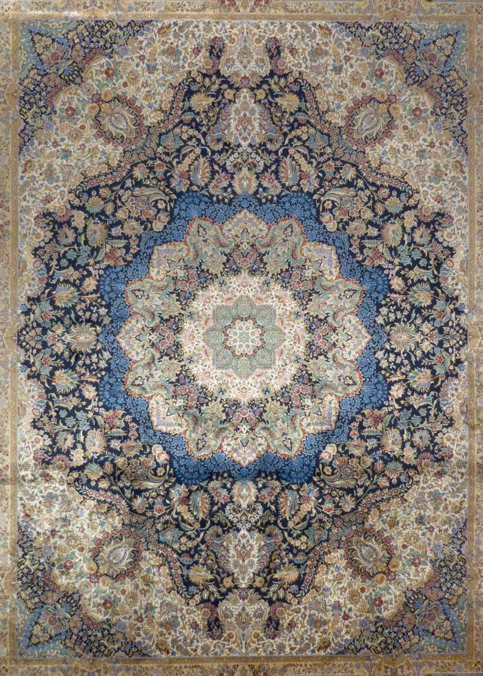 Blue Silk Persian Rug Tornaj 8 x 10