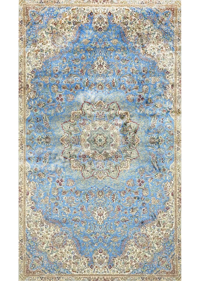 Blue Silk Persian Rug Heaven Pattern 4 x 6