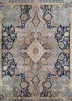 Beige and Black Silk Persian Rug Mahoor 8 x 10 - Image 3