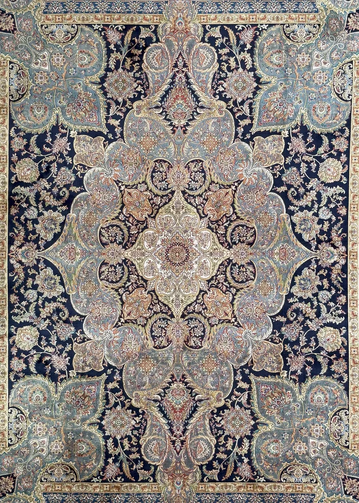 Beige and Black Silk Persian Rug Mahoor 8 x 10 - Image 3