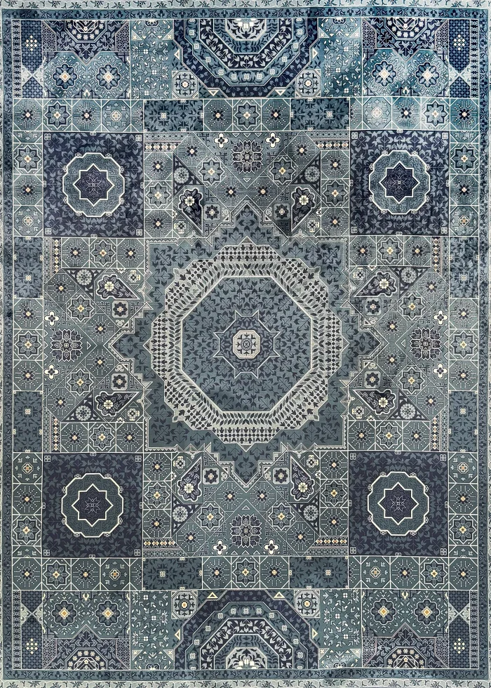 Blue Silk Persian Rug Horizon 8 x 10