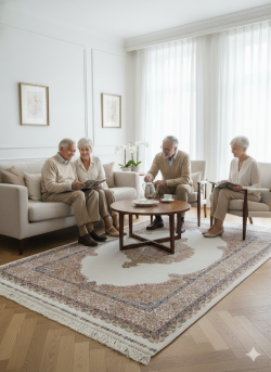 White and Pink Silk Persian Rug Faraz Pattern 5 x 8