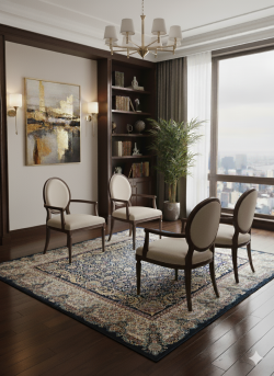 Blue and Beige Silk Persian Rug Ekbatan 8 x 10