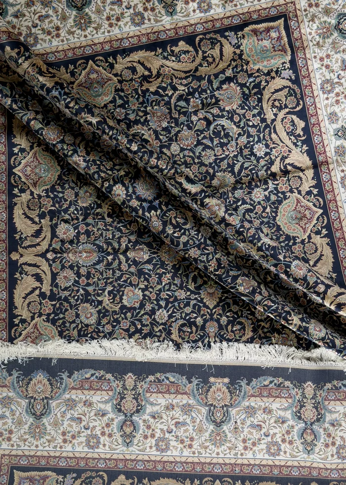 Blue and Beige Silk Persian Rug Ekbatan 8 x 10