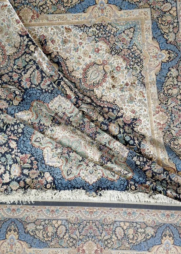 Blue Silk Persian Rug Tornaj 8 x 10
