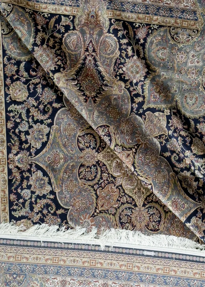 Beige and Black Silk Persian Rug Mahoor 8 x 10 - Image 5
