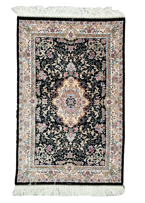 Creative Ways to Showcase Persian Style Rugs: From Walls to Floors Black and Pink Silk Persian Rug Mahoor Pattern