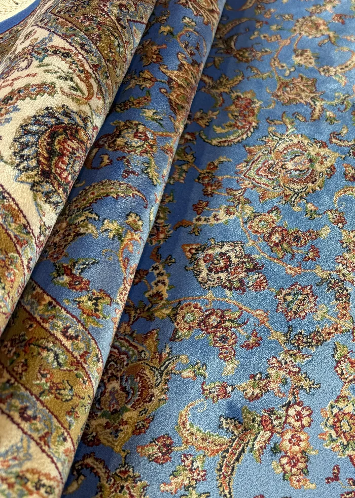 Blue and Beige Persian Rug Afshan Pattern 4 x 6 - Image 8