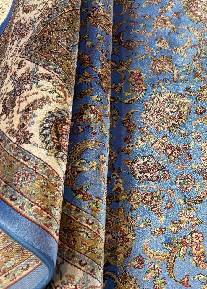 Blue and Beige Persian Rug Afshan Pattern 4 x 6 - Image 6