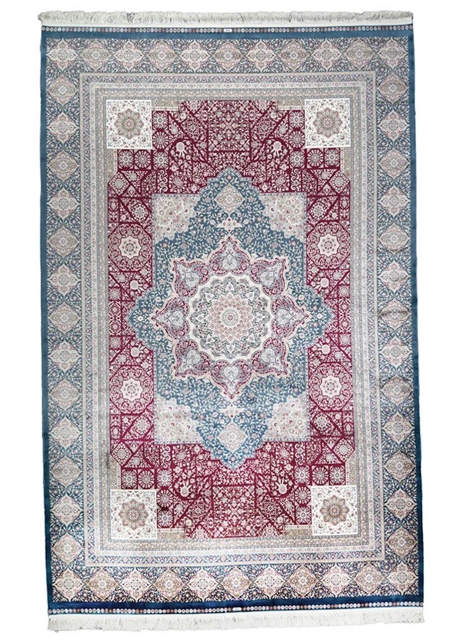 Creative Ways to Showcase Persian Style Rugs: From Walls to Floors Red and Blue Silk Persian Rug Whisper Pattern