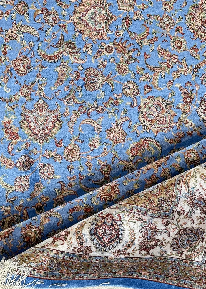Blue and Beige Persian Rug Afshan Pattern 4 x 6 - Image 3