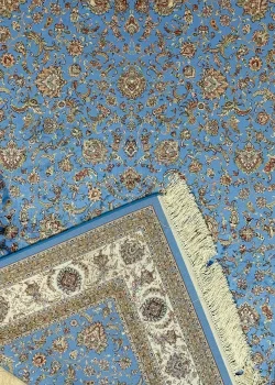 Blue and Beige Persian Rug Afshan Pattern 4 x 6 - Image 4