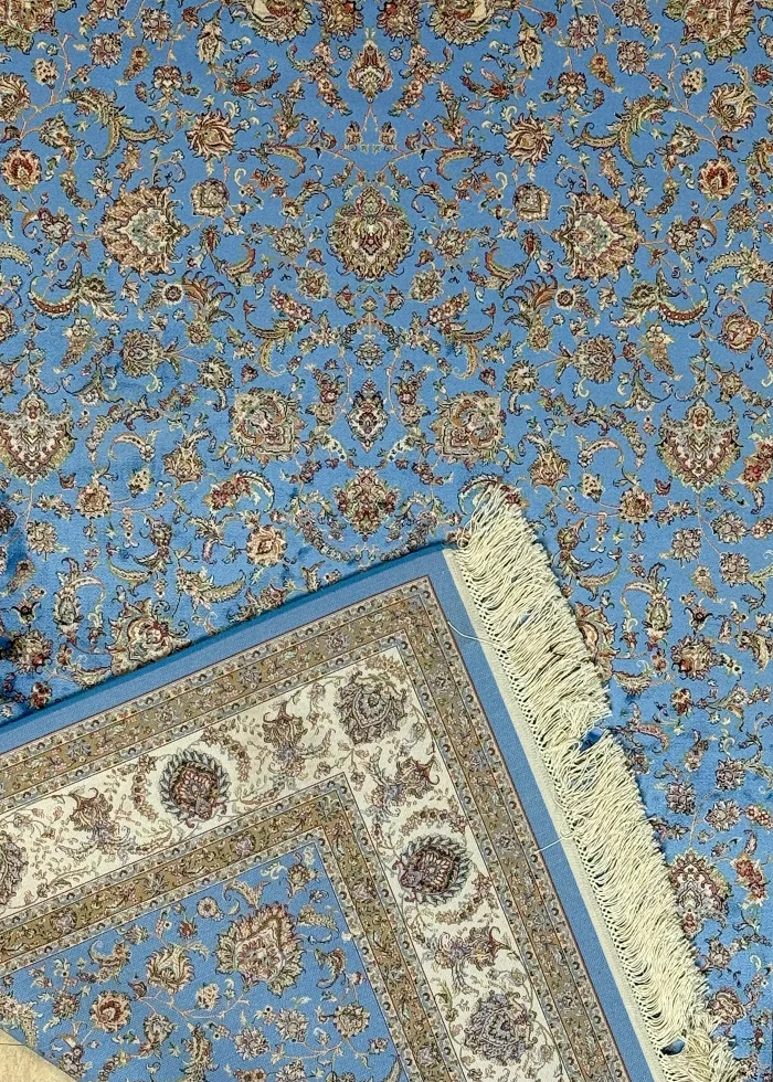 Blue and Beige Persian Rug Afshan Pattern 4 x 6 - Image 4