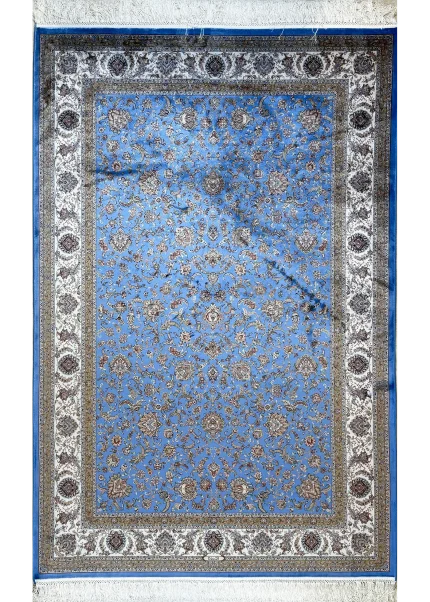 Blue and Beige Persian Rug Afshan Pattern 4 x 6